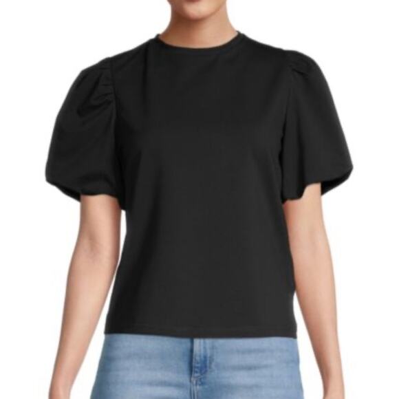 Walter Baker Black Harley Puff Sleeve Top - Picture 1 of 7